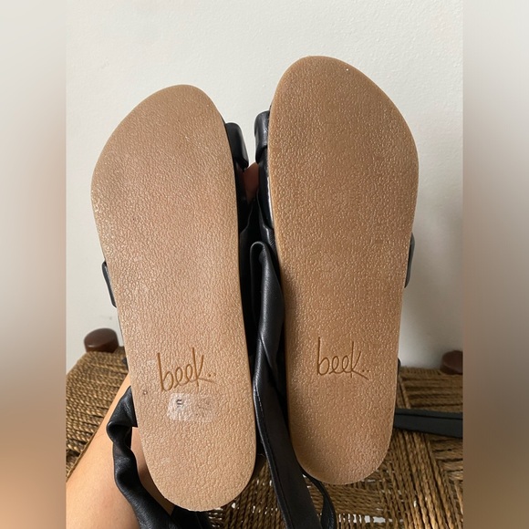 Beek Shoes Women’s 8 Parula Sandals Black Leather Tie Handmade in Mexico - Picture 8 of 10